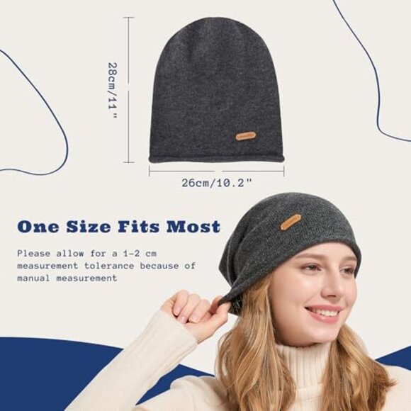 Merino Wool Slouchy Beanie Unisex Winter Hat Warm Skull Cap Minimal Chic main image 7